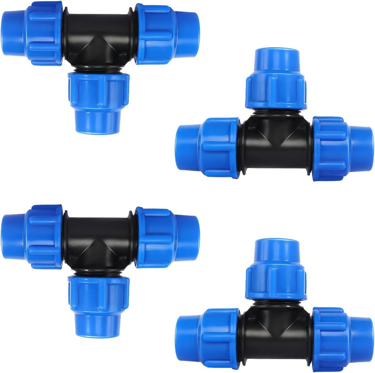 Fittings, 4 STKS 20mm MDPE Vrouwelijke Tee Connector T-vormige Plastic Waterpijpfitting voor PE/MDPE Buizen Tuinslang Sanitair Adapter Pijp Connector Fittings Tap en Tank Connector