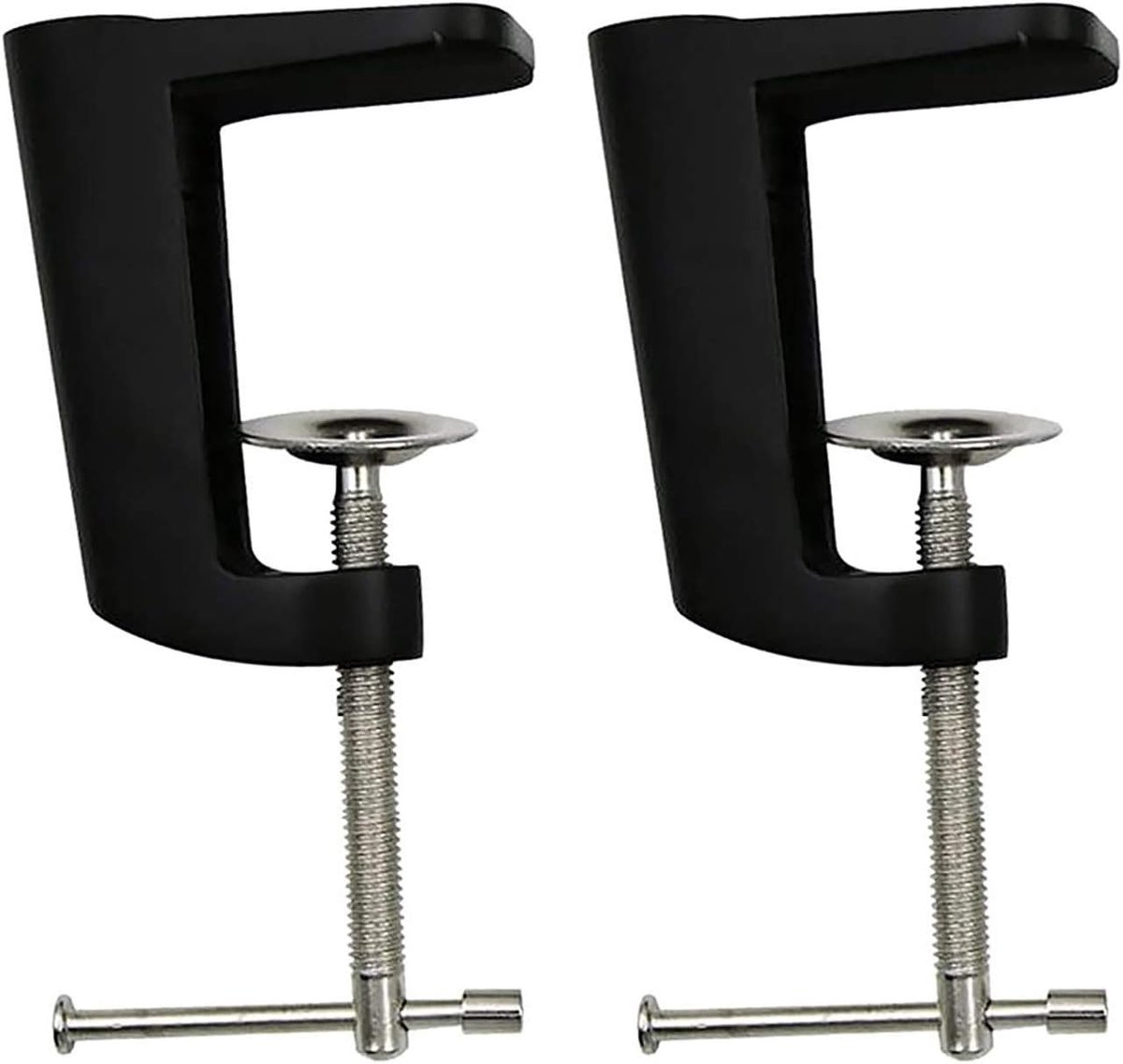 2 stks Verstelbare 0-56mm/0-59mm Arm Bureau Klem Tafellamp Clip Houder Metalen Stand- 2 Kleuren Kan Kiezen - Zwart, 90mm
