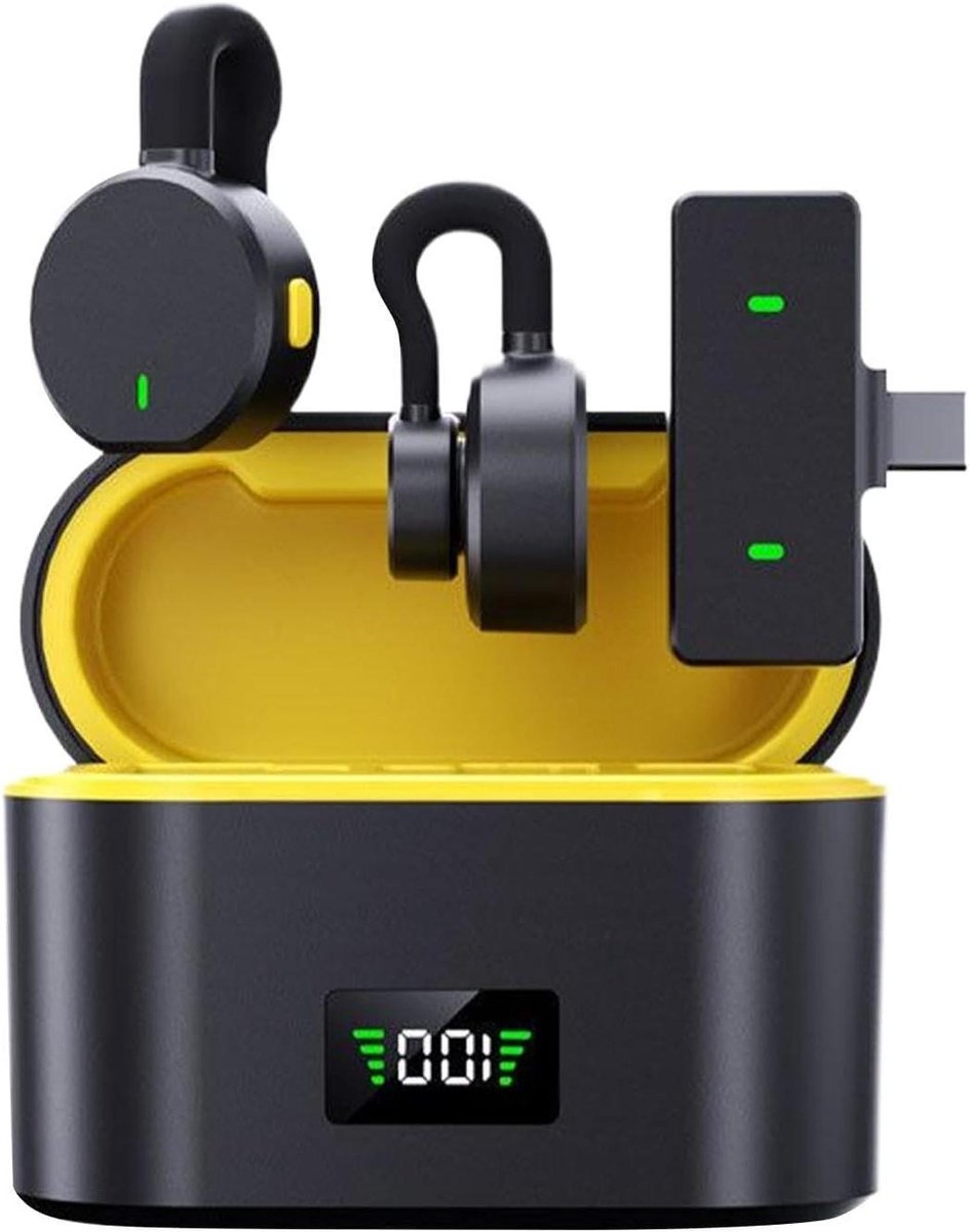 Draadloze Microfoon - Revers Microfoon - Heldere Audio - Ruisonderdrukkend - Compact Formaat - Zwart