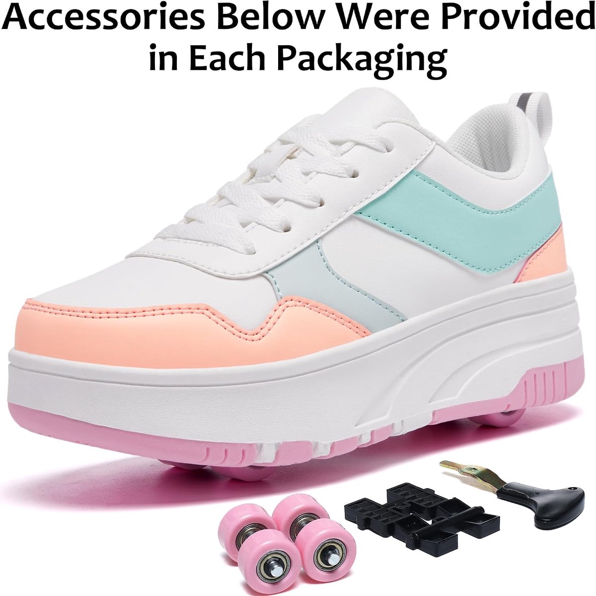 Roller skates schoenen voor kinderen - maat 30-36 - afneembare wielen - trendy sneakers voor plezier - SnelShoppen