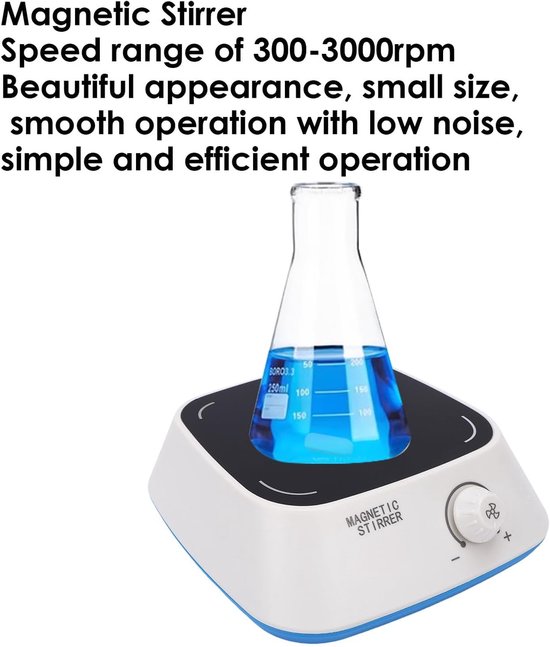 Magneetroerder - Magnetische mixer - Vloeistoffen mengen - Stille en soepele werking - 3000 ml - Wit — afbeelding 5