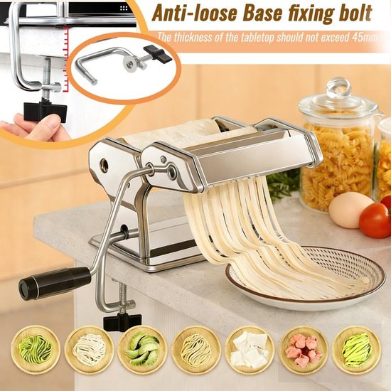 Ravioli Maker - Deegsnijder Pastamaker - Zelfgemaakte Pasta - Verstelbare Dikte - 21 cm - Zilver — afbeelding 4