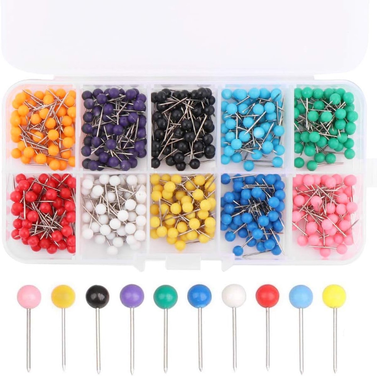 Stitch pins 500 stuks - ronde kop - kunststof en staal - ideaal voor prikborden - SnelShoppen