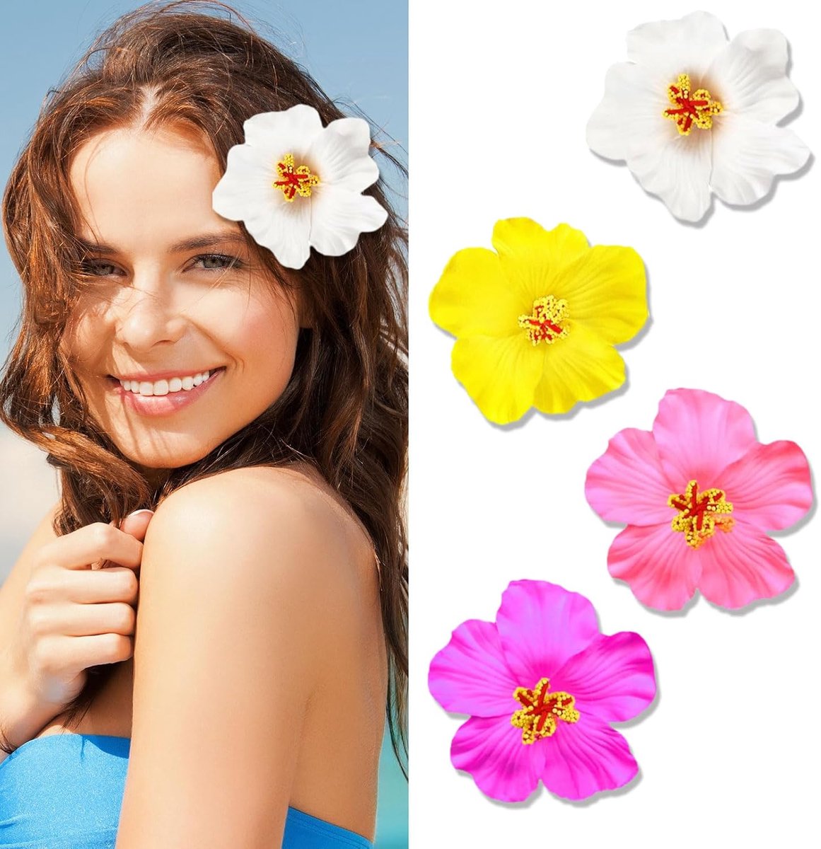 Hawaiiaanse bloemen haarclips 4 stuks - kleurrijk - uniek ontwerp - perfect voor elke gelegenheid - SnelShoppen