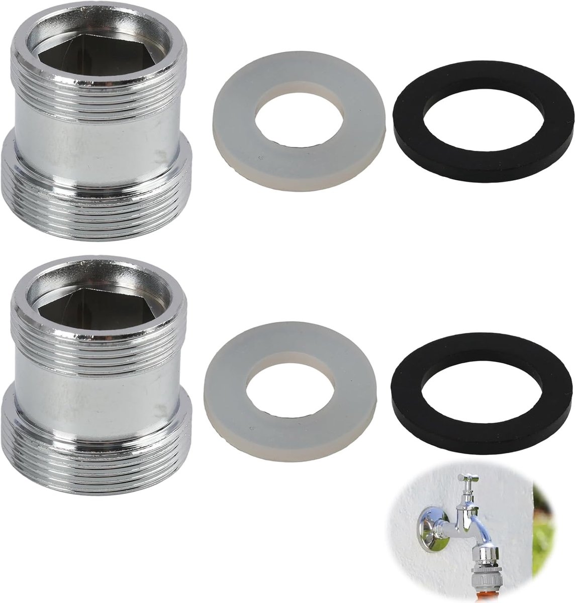 Faucet adapters M20 naar M22 - Dubbelgewikkeld - Corrosiebestendig aluminium - Verstelbare waterstroom - SnelShoppen