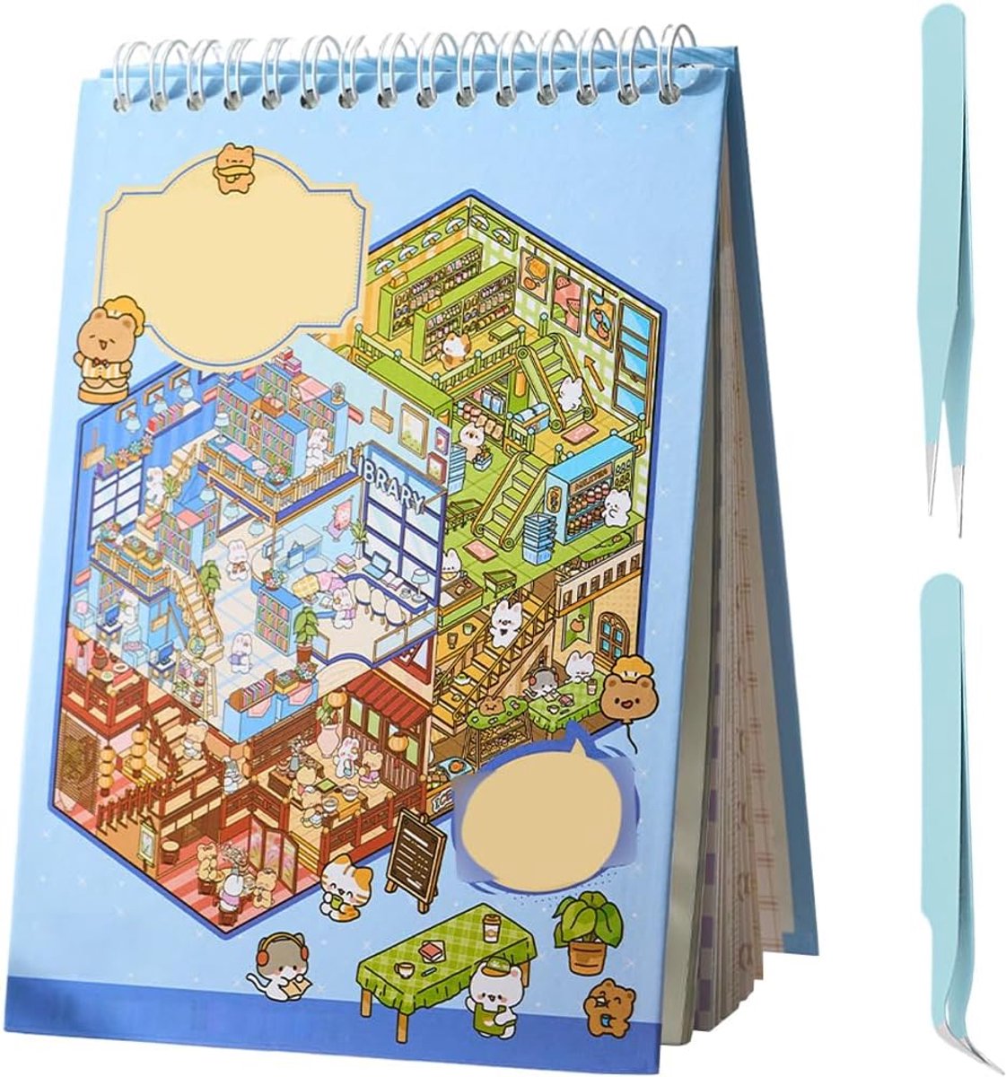 3D scène stickers set - miniatuurhuis decoratie - met pincetten - voor stressvermindering - ShopVlot