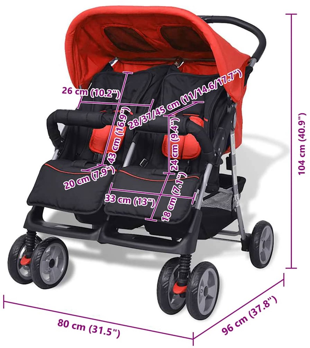 vidaXL vidaXL Tweelingwagen Staal - afbeelding 4