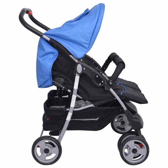 vidaXL - Tweelingwagen - staal - rood - en - zwart van Vidaxl — afbeelding 3