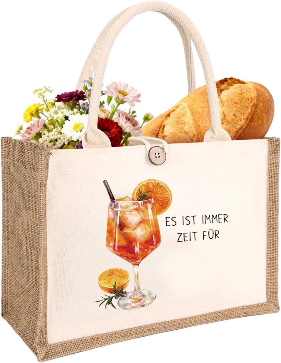 Strandtas - Grote capaciteit - Jute met cocktails - Perfect voor het strand - ShopVlot