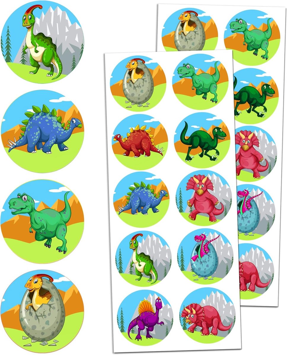 Dinosaurusstickers 200 Stuks - 40mm - 10 Ontwerpen - Perfect voor Feesten - ShopVlot