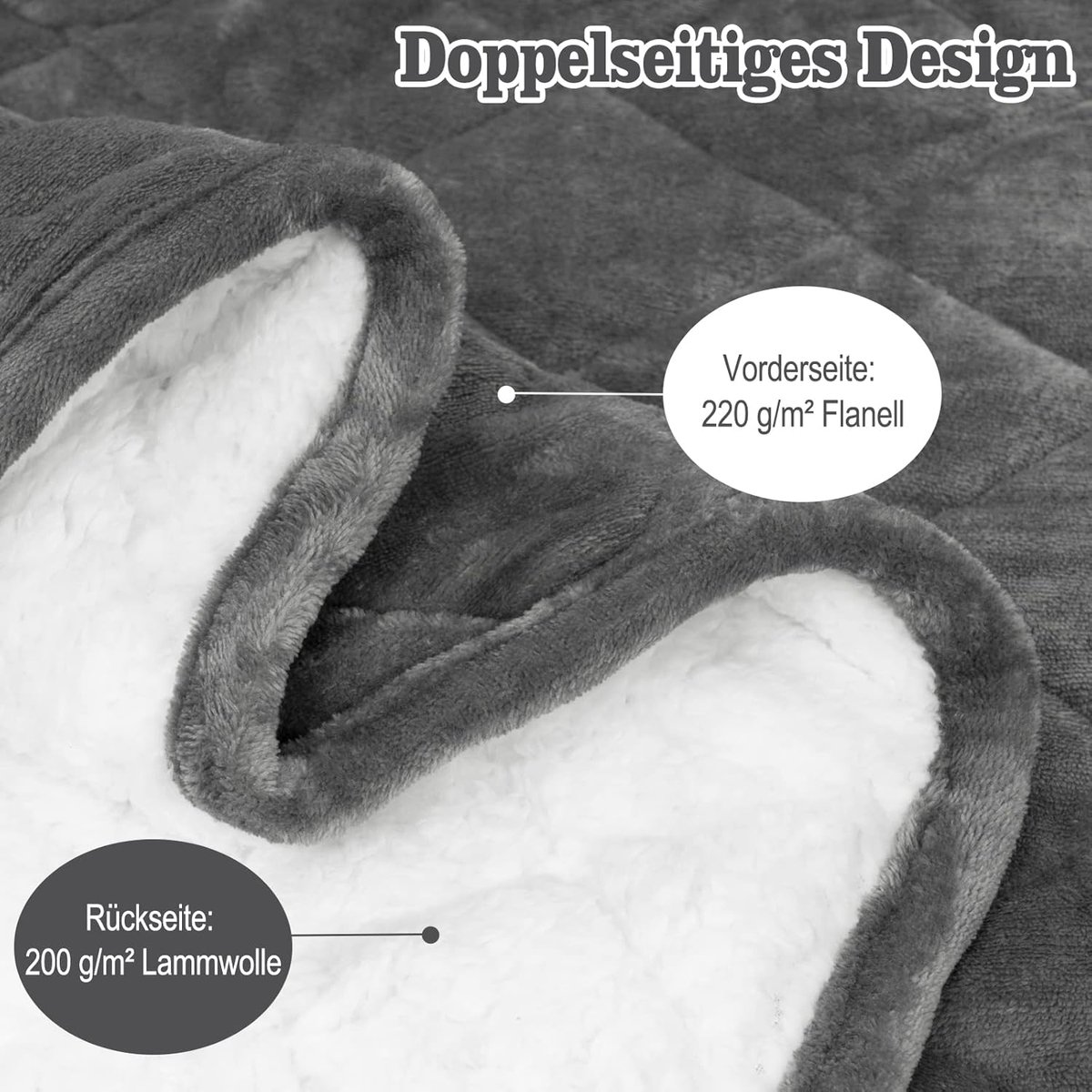 Gewichtende deken 9 kg - dubbelzijdig flanel en sherpa - anti-stress en ontspanning - ShopVlot