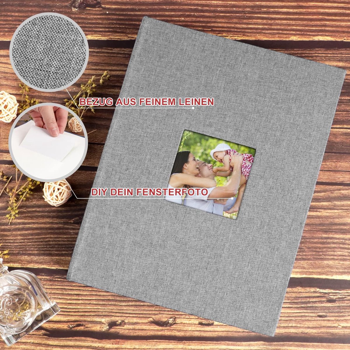 Fotoalbum A4 portrait 50 pagina's - linnen kaft - elegant ontwerp - perfect voor herinneringen - ShopVlot