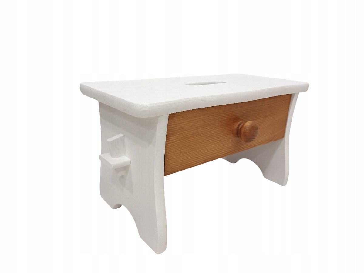 Wit Stoeltje met Lade - Hout - 24cm Hoog