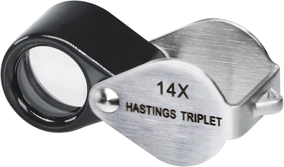 Vergrootglas 14x vergroting - 12mm tripletlens - roestvrijstalen behuizing - ideaal voor edelstenen - ShopVlot