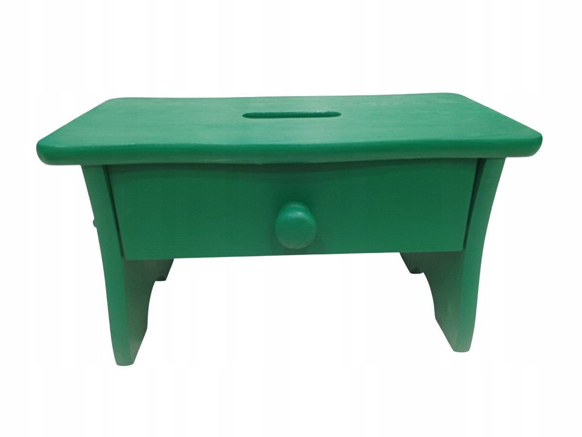 Groen Houten Keukentrapje met Lade - 21 cm Hoog
