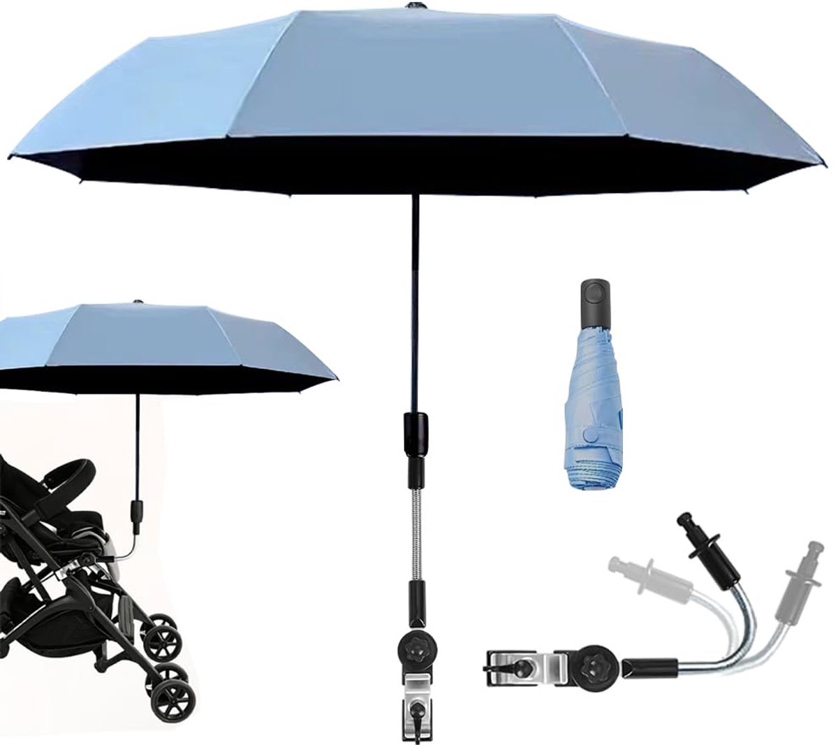 Kinderwagen paraplu 90 cm - universele parasol - 50+ UV bescherming - ideaal voor zonnige dagen - SnelShoppen