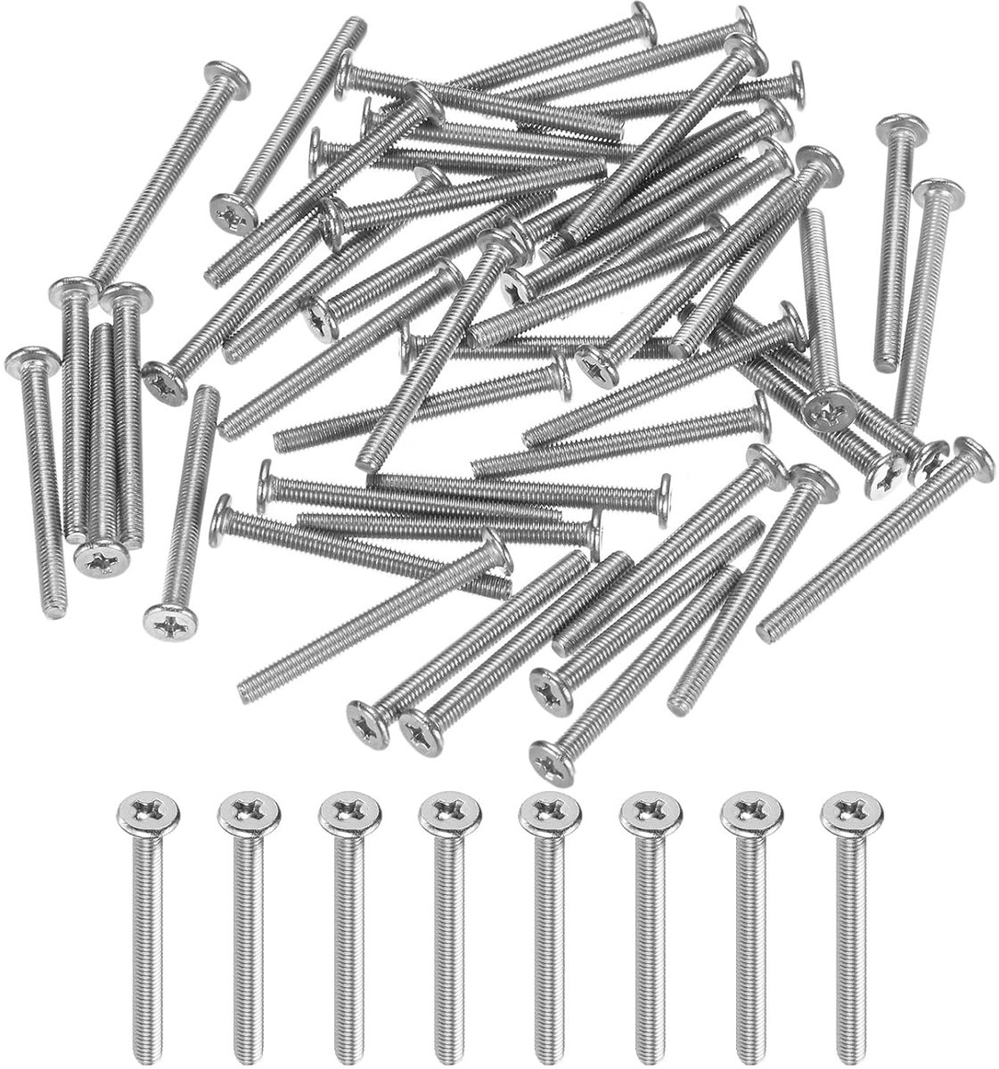 Machineschroeven met platte kop, M3 x 30 mm, roestvrij staal 304, Phillips voor machines/installaties, bevestigingsmateriaal met kruisaandrijving