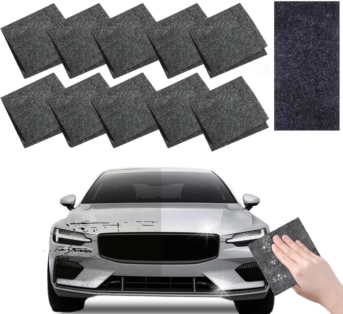 10 stuks nano-krasverwijderingsdoekjes, krasverwijderaar, nano-glitterdoek, verwijdert lichte krassen en schrammen, microvezel polijstdoek voor het repareren van lichte kraskleuren en schrammen