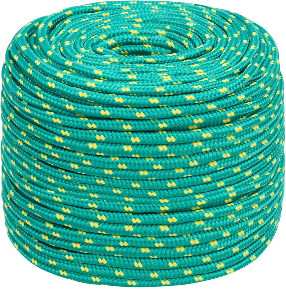 Touw 8 mm × 50 m, groen, van polypropyleen, weerbestendig, slijtvast, voor zeilboot, jacht, vastmaken en kamperen