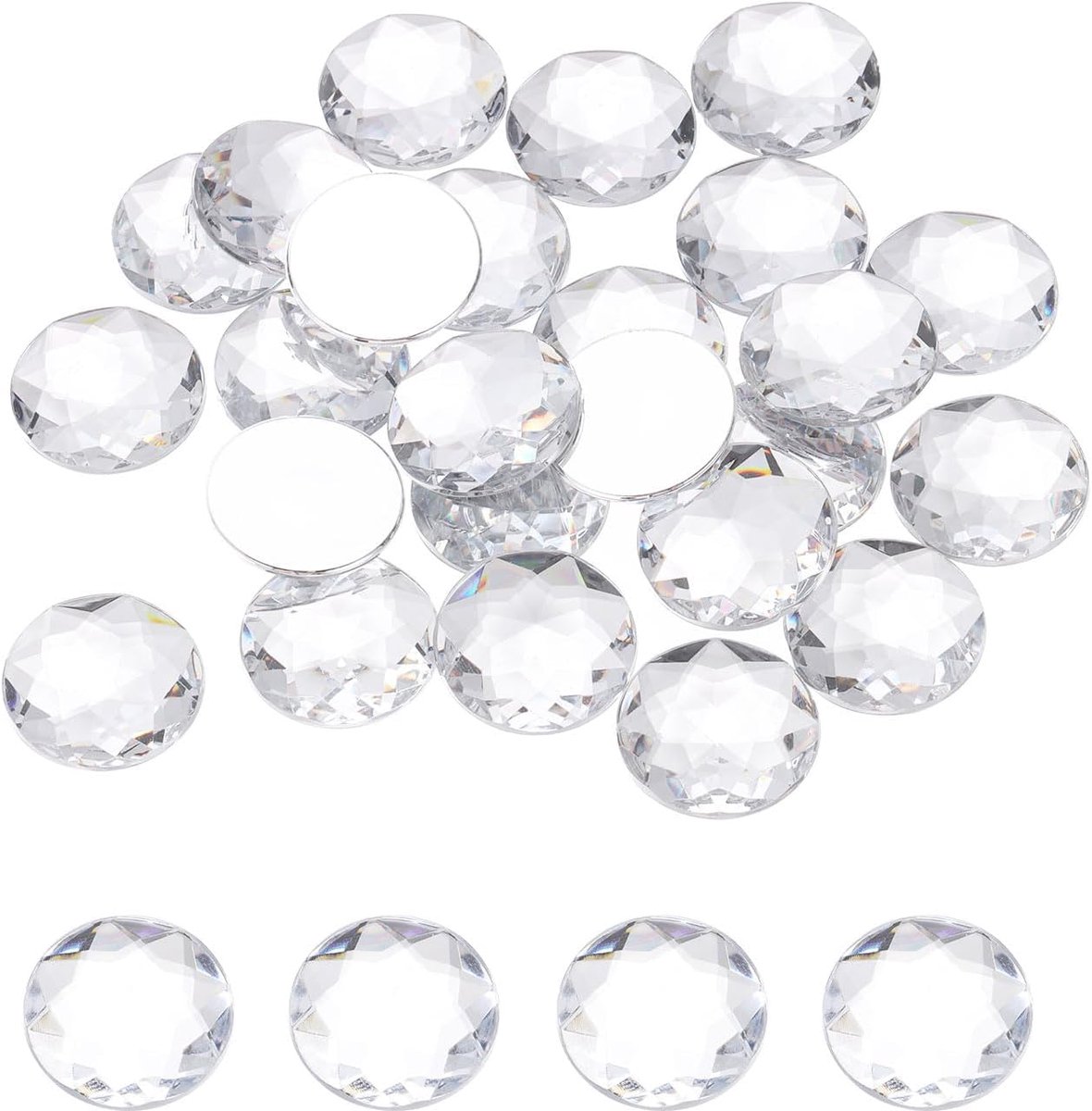 25 stuks ronde acryl strass-steentjes met platte achterkant, 30 mm, voor knutselwerk, kleding, schoenen, decoratie, knutselen, geschenken, 25 stuks
