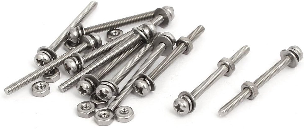 Sets schroeven M2x25mm 304 roestvrij staal kruis platte kop bouten met afdichting DE de