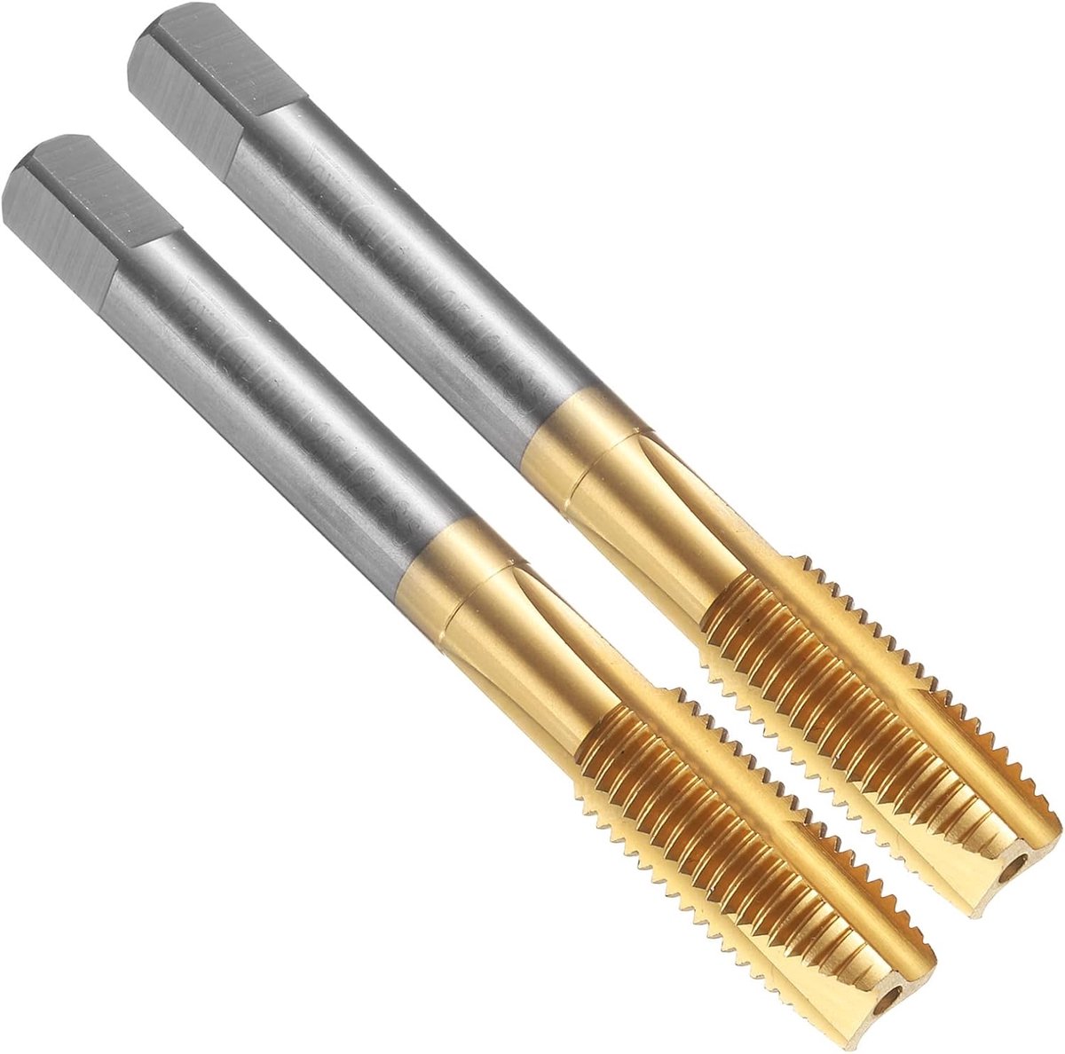 Schroefdraadfrees, 2 stuks, M10 x 1,25, metrisch, titanium gecoat schroefdraadsnijgereedschap, draadfreesmachine, hogesnelheidsstaal 6542 (HSS 6542)
