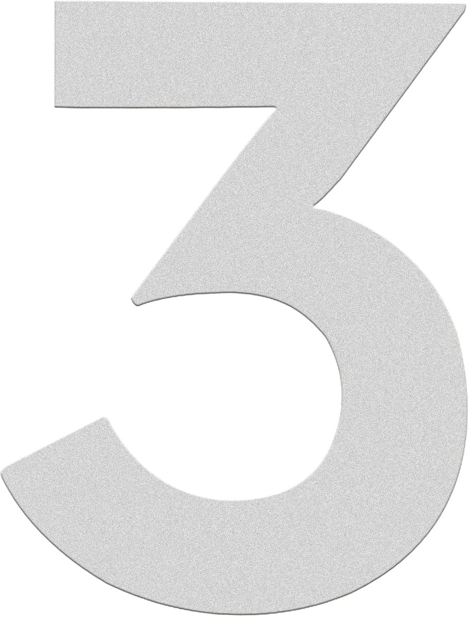 Huisnummer 3 inch (7,5 cm) zelfklevende letters appartement deurnummers straatadres plaquette thuis stijlvolle decoratie, acryl (3, zilver)