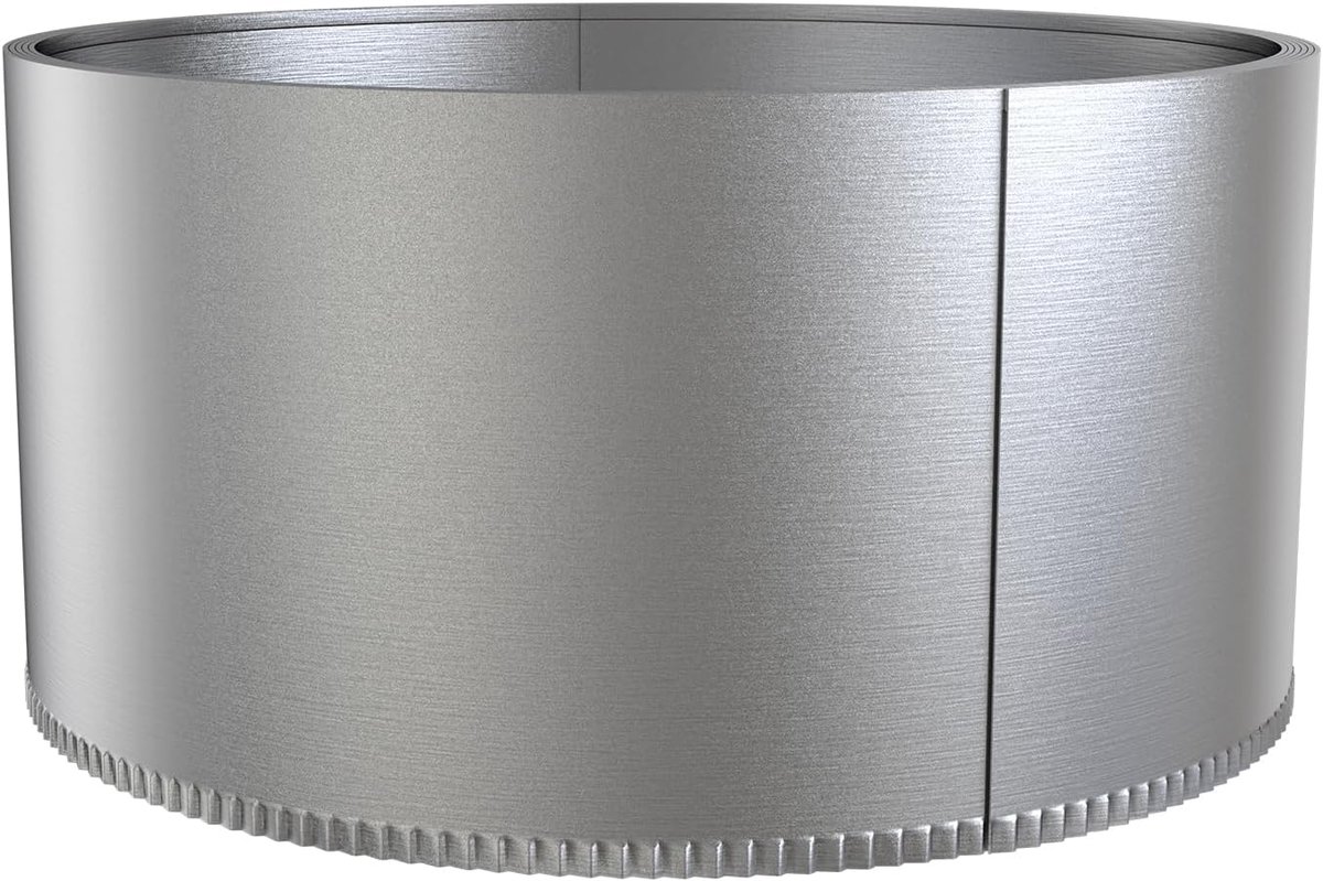 Gazonrand, metaal, 5 m, bloembedomranding, verzinkt, met gekartelde randen, metalen maaikant, palissade, tuinhek, hoogte 15 cm, zilver