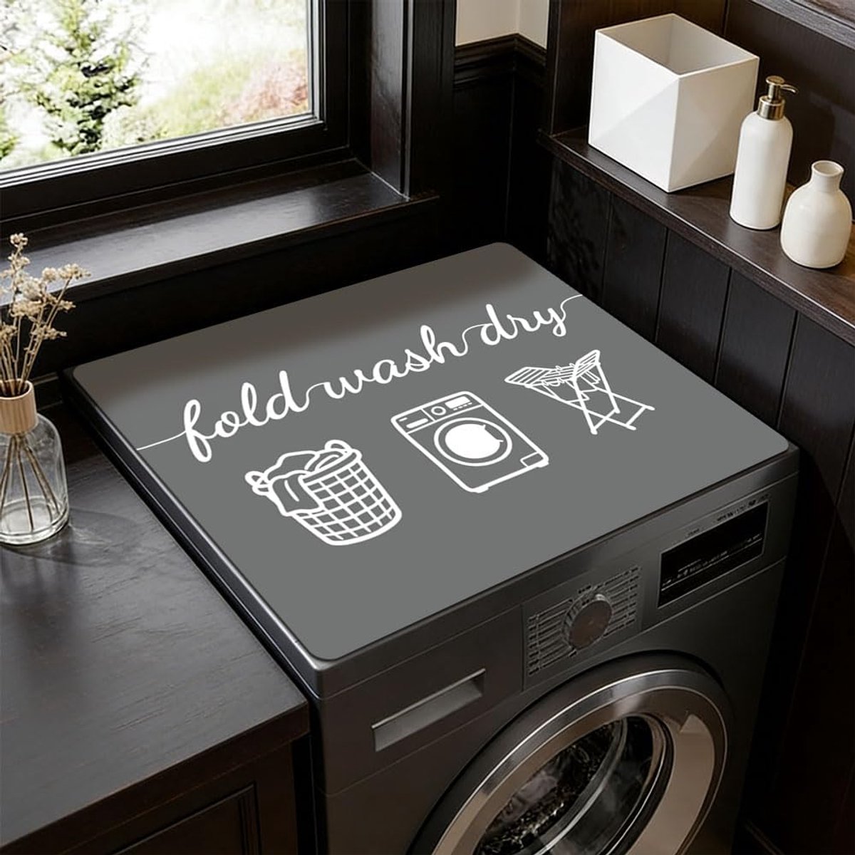 Kledingrek Vuile Kleding Mand Wasdroger Stofkap Mat Voor Top Tekst Icoon Wasmachine Stofkap Pad Sneldrogend Absorberende Antislip Covers voor Wasruimte Keuken Badkamer 60x50cm