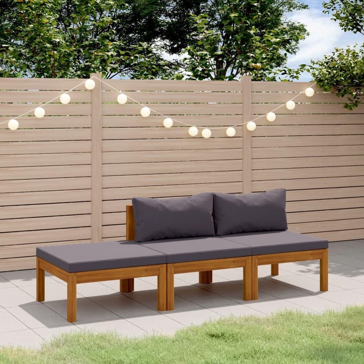 Lounge tuinmeubilair buiten balkon tafel en stoelen 3-dlg. Tuin Loungeset met oplage massief hout acacia