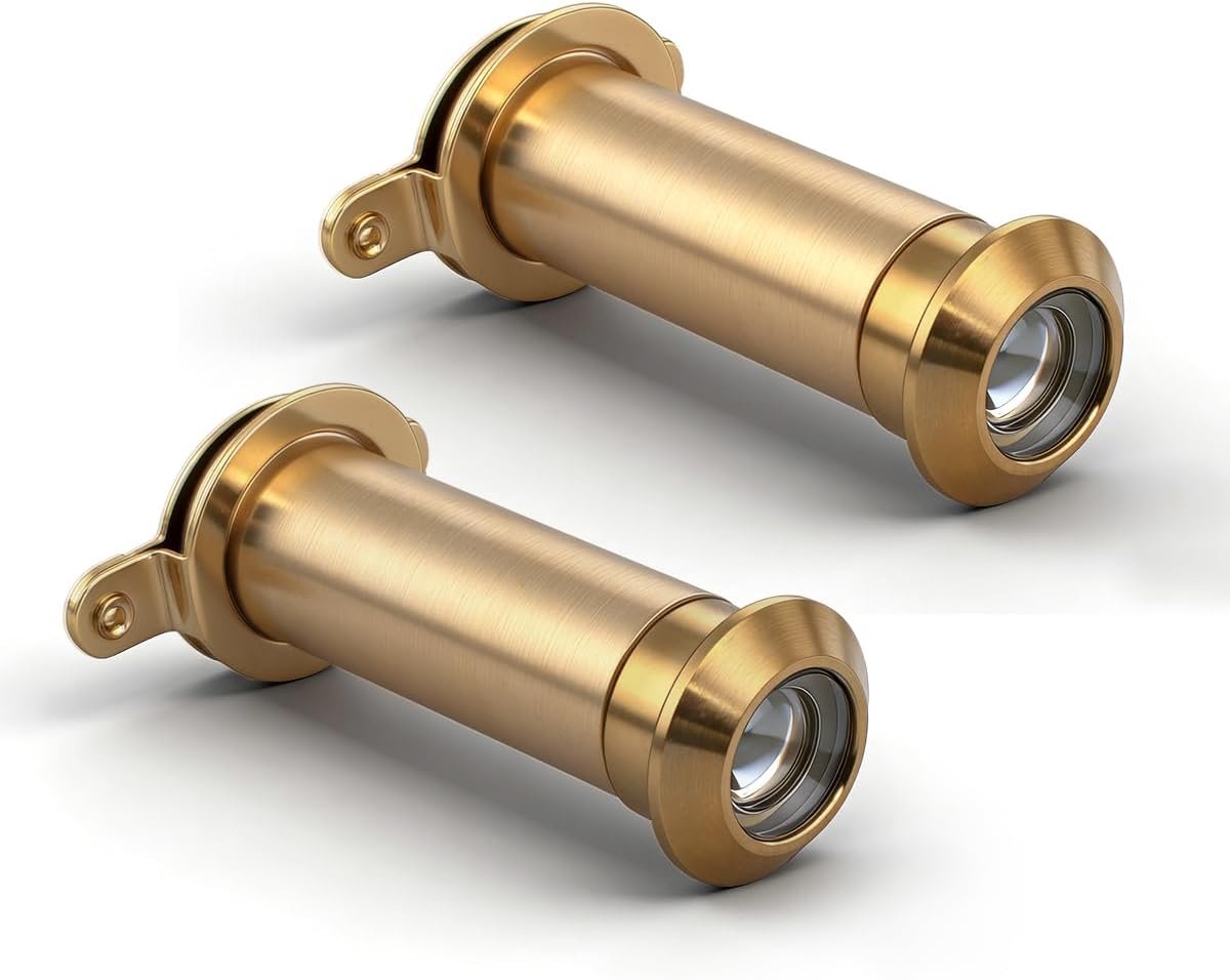 2 stuk UL gecertificeerd goud 12mm(buisdiameter),35-60mm(lengte),15mm(kop),massief messing afneembare achterkap van 200 graden,geschikt voor diverse deuren.