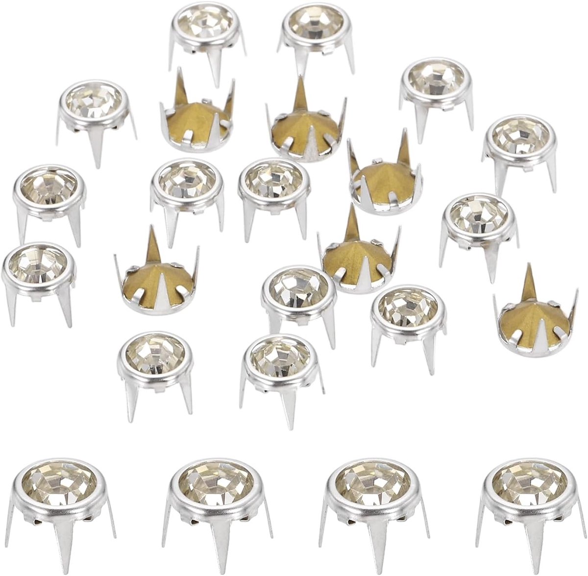100 stuks 0,31" (8 mm) strass kralen met puntige onderkant klinknagels metalen punten klinknagels sierklinknagels voor doe-het-zelf handwerk zilver wit