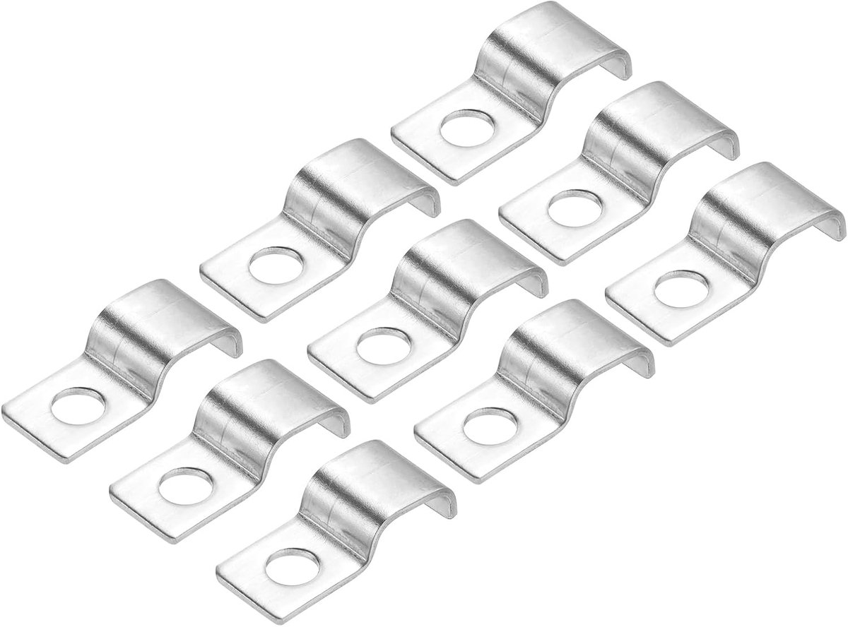 30 stuks slangklemmen, slangklem van roestvrij staal 304, geschikt voor buizen 13/32 inch (10 mm), klemspanning, 1 gat, hoogte 5 mm, doorlopende buizen, buisbevestiging