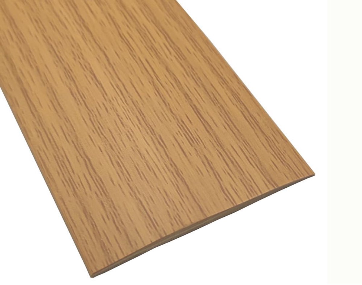1 m x 5 cm vloerovergangsstrip, zelfklevende pvc-vloerdrempelstrip, plat laminaatprofiel, vloerrand, sierstrip - geel eiken