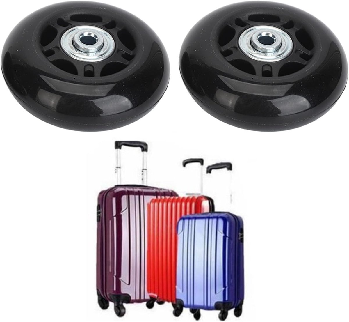 2 stuks bagagewiel vervanging 68 x 24mm rubber zwenkwielen bagagekoffer vervangingswielen voor babywagen rolschaatsen