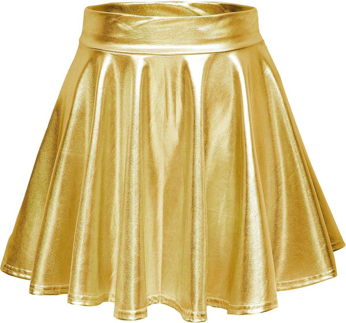 Glanzende Metallisch Vloeibare Mini Rok Cosplay Elastisch Uitlopende Rokken