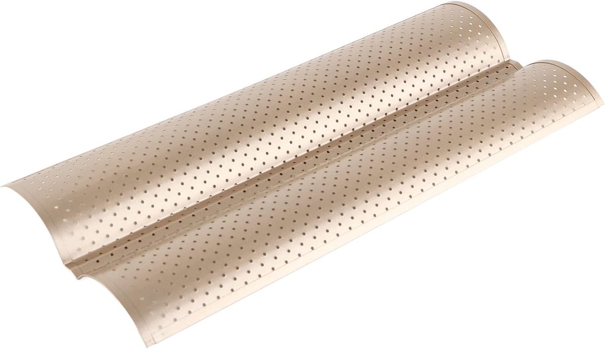 Stokbrood met Antiaanbaklaag - Koolstofstalen Broodpan 2 Gleuven - Perforated Bakplaat voor Knapperig Brood - Herbruikbaar Bakblik voor Thuisbakkers