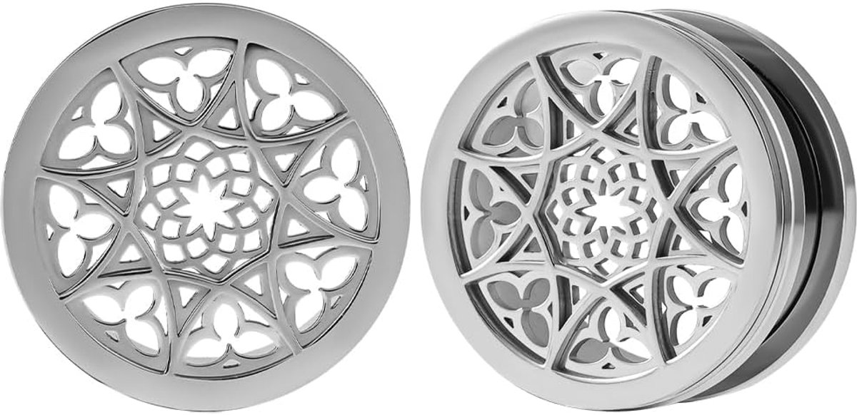 Oor tunnel 1 paar double flared flesh plugs vintage bloem roestvrij staal voor mannen vrouwen oorpiercing sieraden 8 mm tot 19 mm