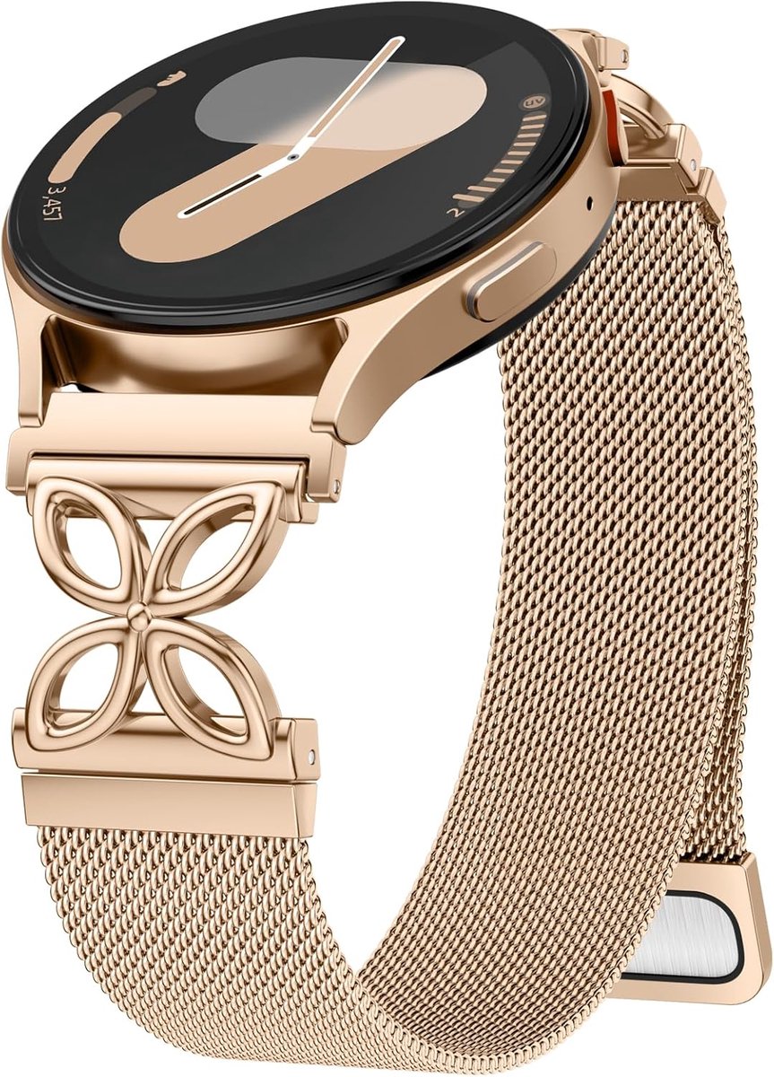 Metalen horlogeband 40mm/44mm - mesh lus met bloemenontwerp - magnetische sluiting - stijlvol voor Galaxy Watch - SnelShoppen