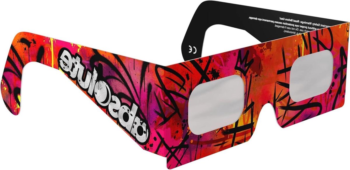 Zonnebril voor Zonsverduistering - Veiligheidsbril Zon - Veilig Zon Kijken - ISO 12312-2 Gecertificeerd - 5.0 cm Hoogte - Graffiti Kleuren