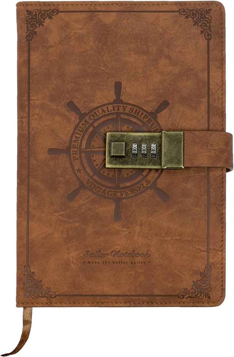 Notitieboek A5 met slot - Vintage faux leer - Lijnpapier - Ideaal voor ideeën en dagboek - SnelShoppen