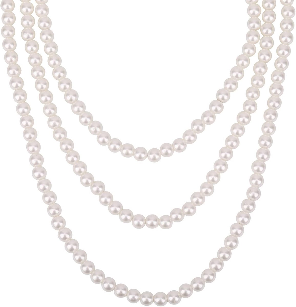 Faux parelketting 120cm - witte kunstparels - 1920s accessoires - perfect voor feest en bruiloft - SnelShoppen