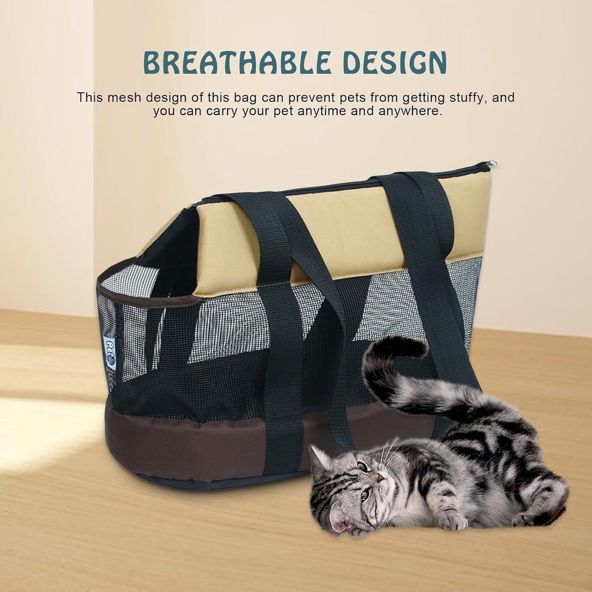 Reistas voor huisdieren - Draagbare pet carrier - Reizen met huisdier - Ademend mesh-ontwerp - 45x22x26cm - Bruin