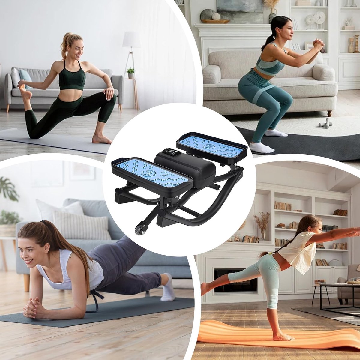 Zijwaartse Stepper - Compact apparaat - Thuis trainen - Stil ontwerp - 495 x 305 cm - Zwart