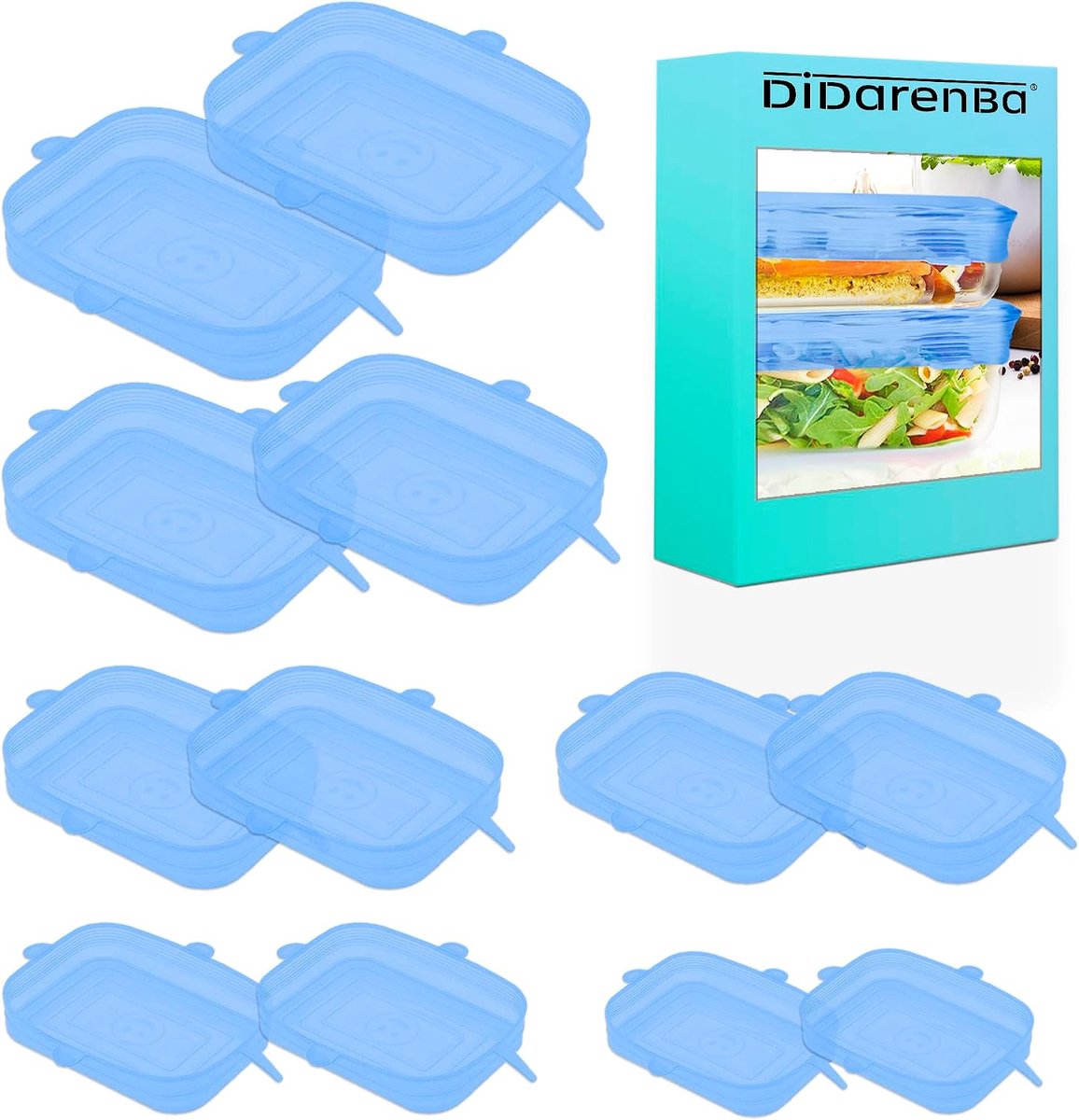 Siliconen Lids 12 Stuks - Verstelbaar - Blauw - Vaatwasmachinebestendig, ideaal voor koken - SnelShoppen