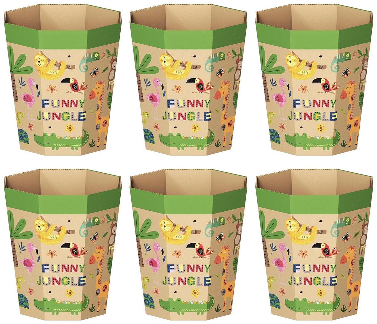 SnelShoppen - 6 Pack Kartonnen Vuilnisbak voor Kinderen – Vouwbaar, Recyclebaar, Plasticvrij & Herbruikbaar – Kleine Afvalemmer – Papiermand Perfect v