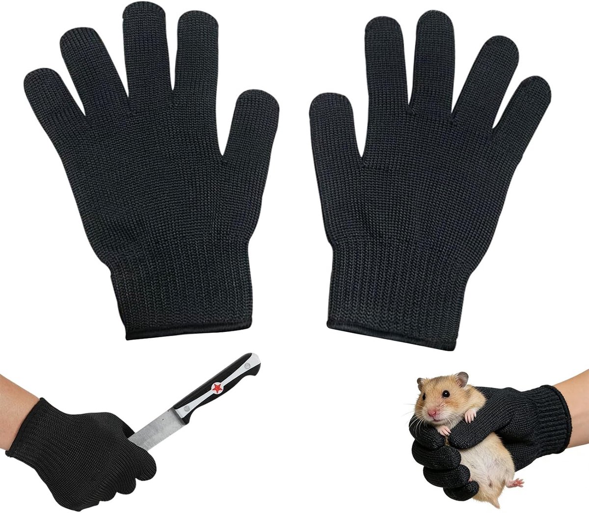 Honden- en kattenhandschoenen - snijbestendig - zwart - ideaal voor veilige verzorging - SnelShoppen