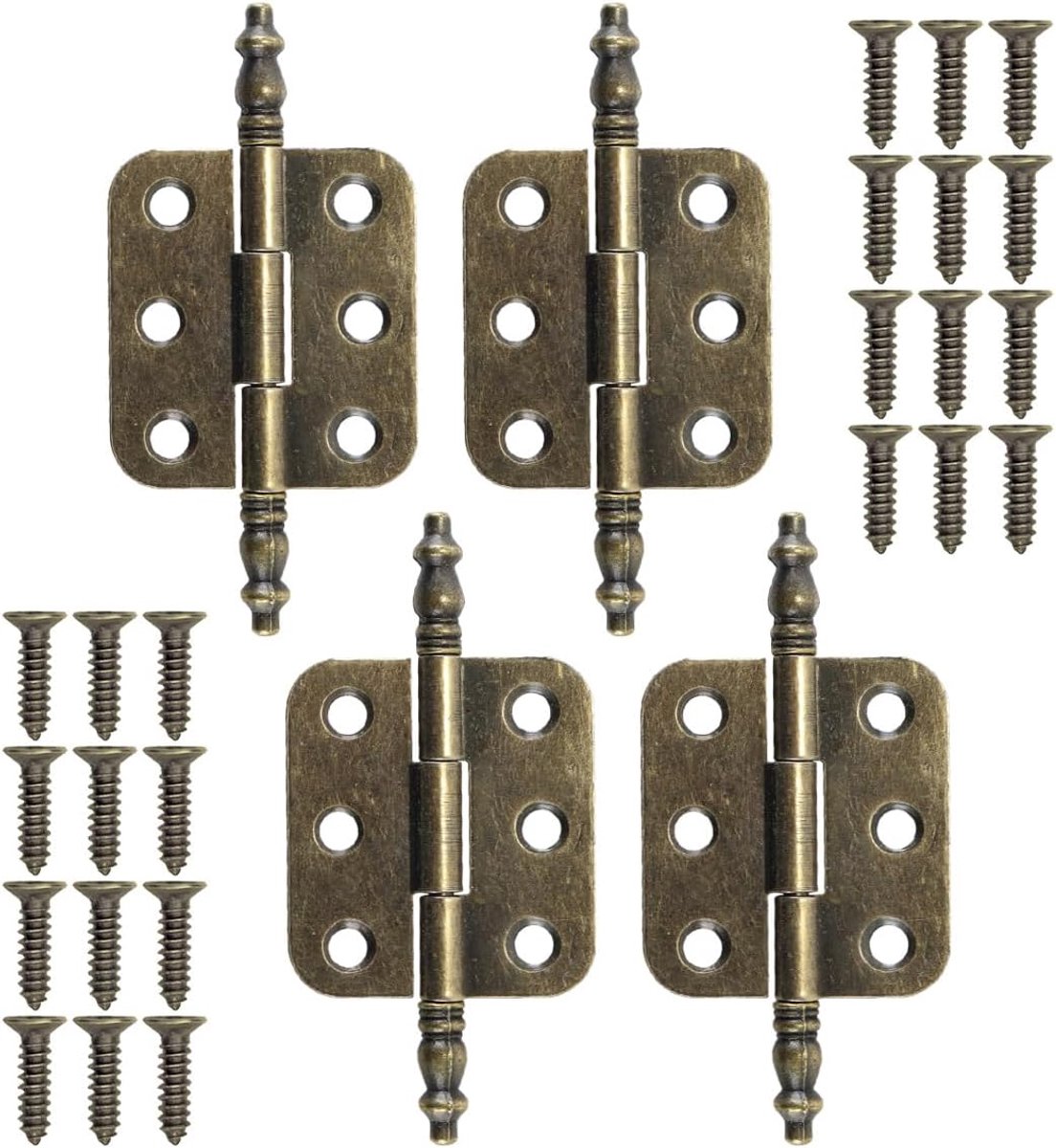 Antieke scharnieren set van 4 - metaal - vintage uitstraling - ideaal voor kasten - SnelShoppen