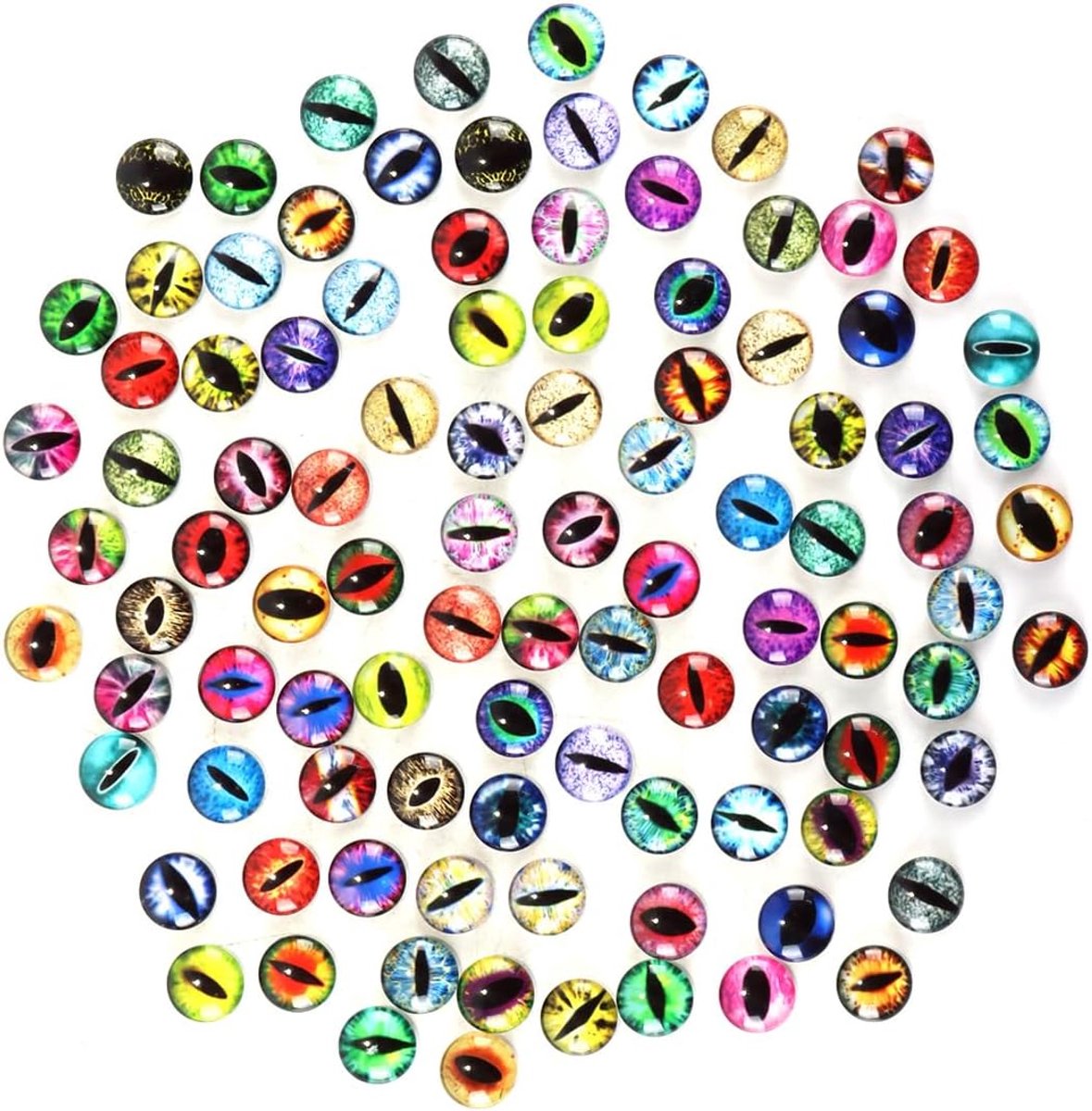 Glazen Draakoogjes 12mm - Multi-kleurig - Realistische patronen - Perfect voor DIY knutselprojecten - SnelShoppen
