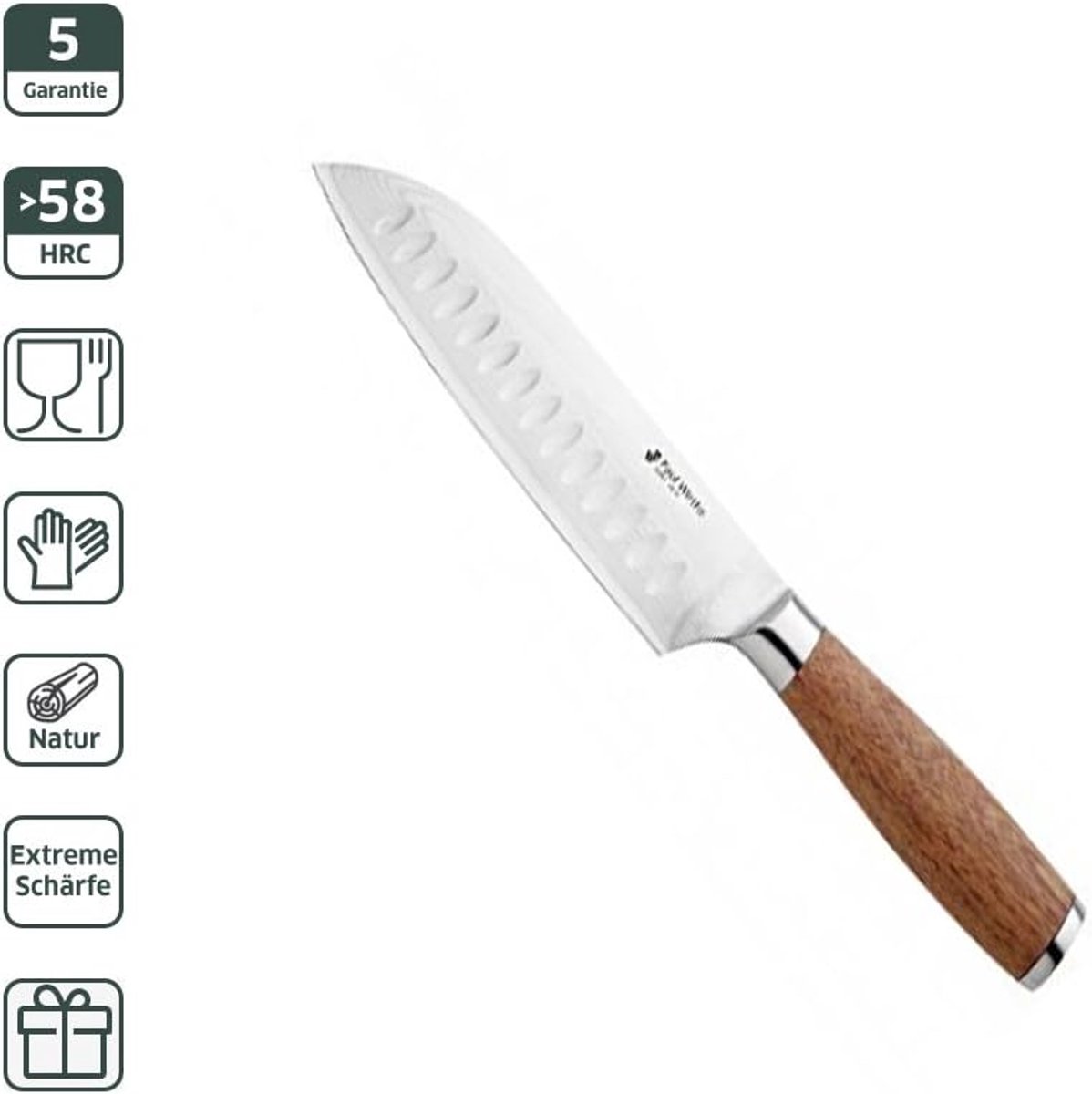 Santoku mes 18 cm - Japans damaststaal - Hoge snijweerstand - Ideaal voor fijnsnijden - SnelShoppen